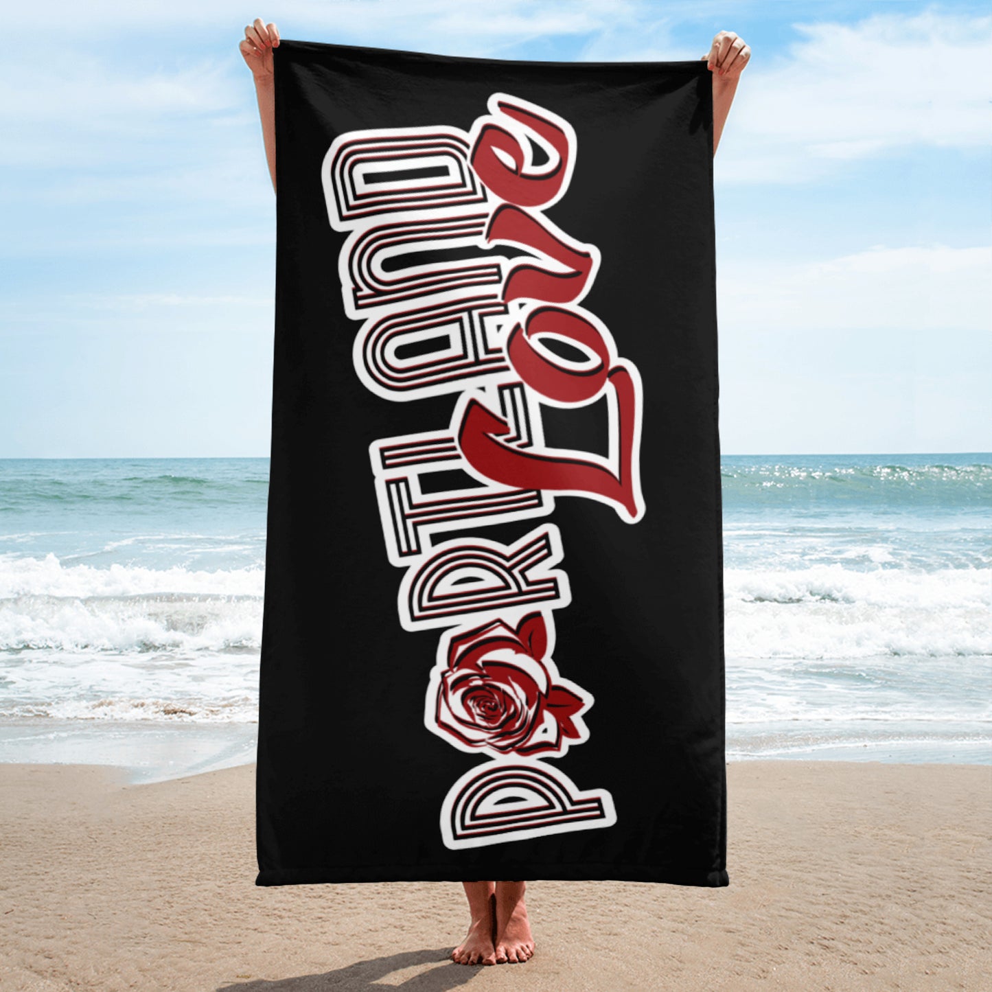 Original Portland Love Beach Towel (Black) image 1