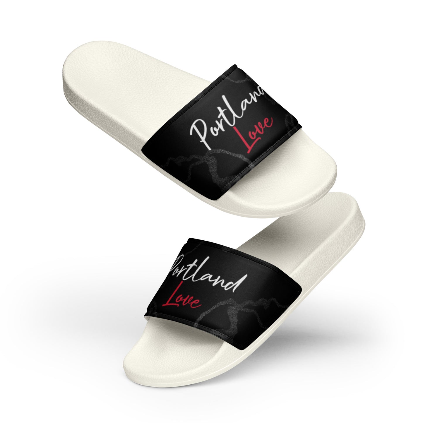 Portland Love Black Marble Women's Slides image 4