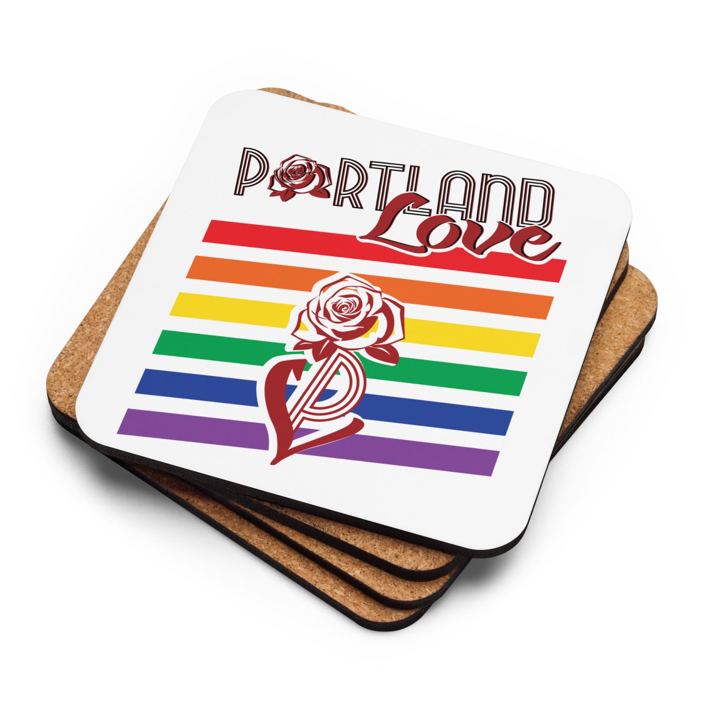 Portland Love Rainbow Cork-back Coaster image 0