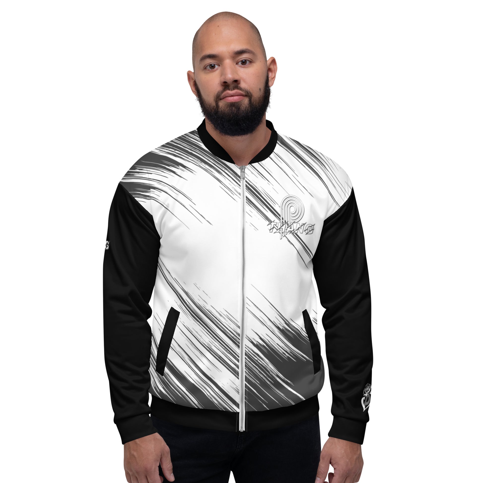 P-Thang Stripe Unisex Bomber Jacket image 0