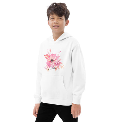 Aria Rose Pink Flower Kids Fleece Hoodie image 8