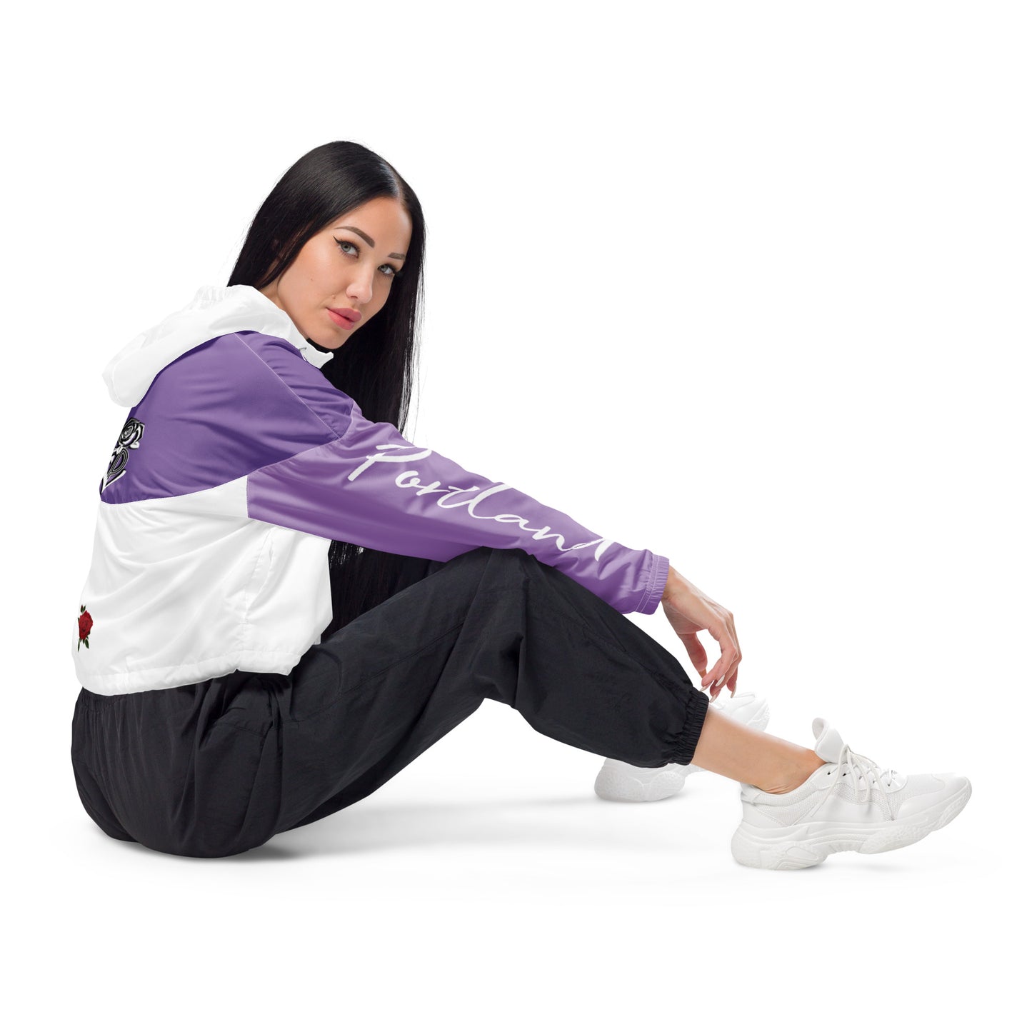 Portland Love Purple Women's Cropped Windbreaker image 3