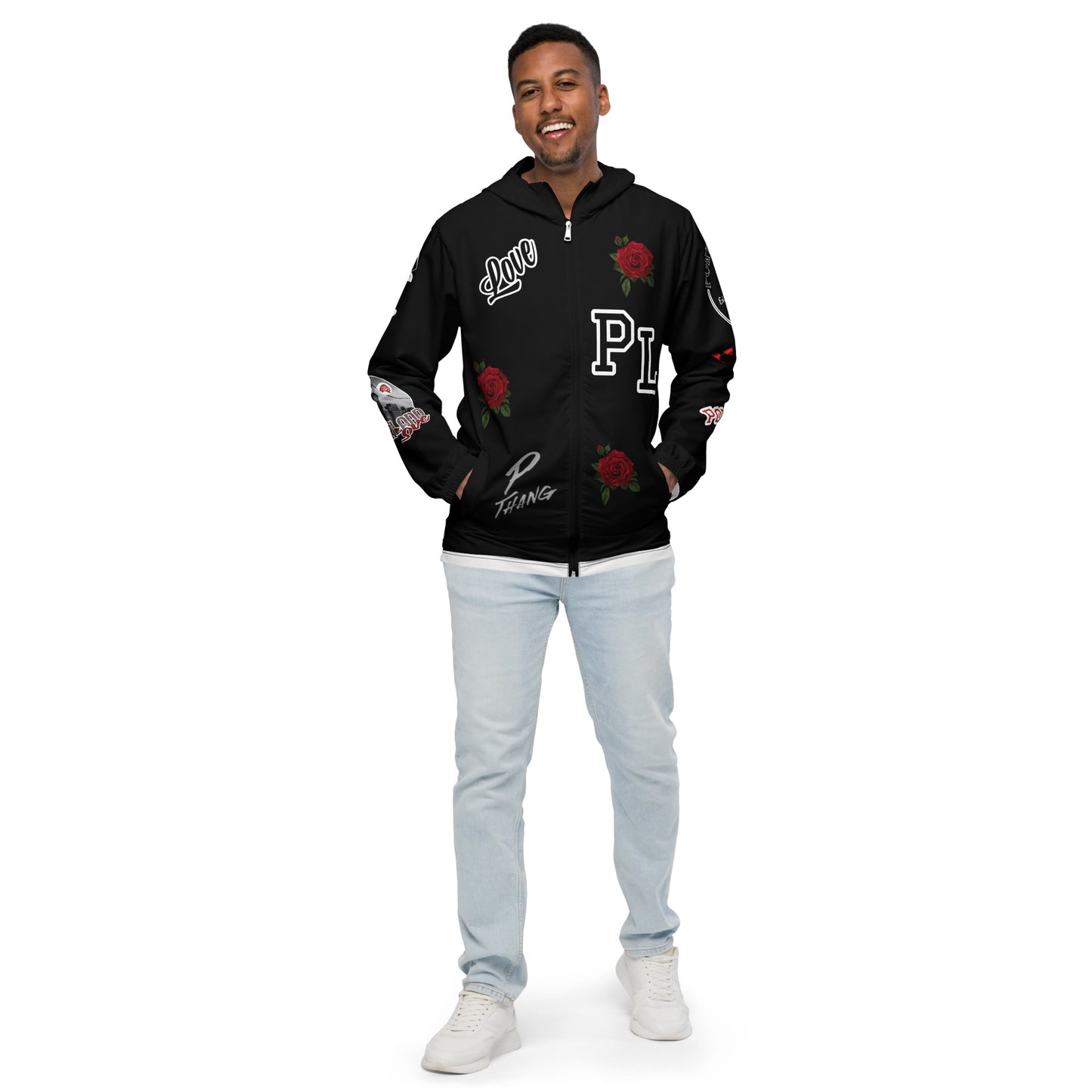 Portland Love Black Logo Men’s Windbreaker  image 8