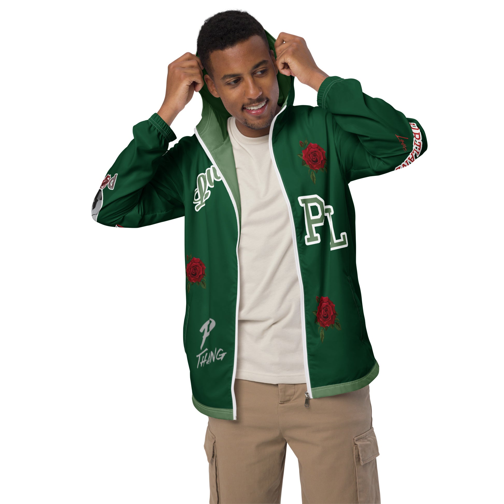 Portland Love Forest Green Logo Men’s Windbreaker image 11