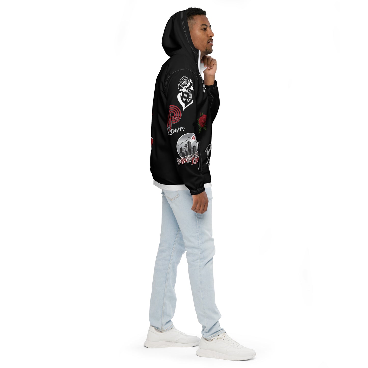 Portland Love Black Logo Men’s Windbreaker  image 14