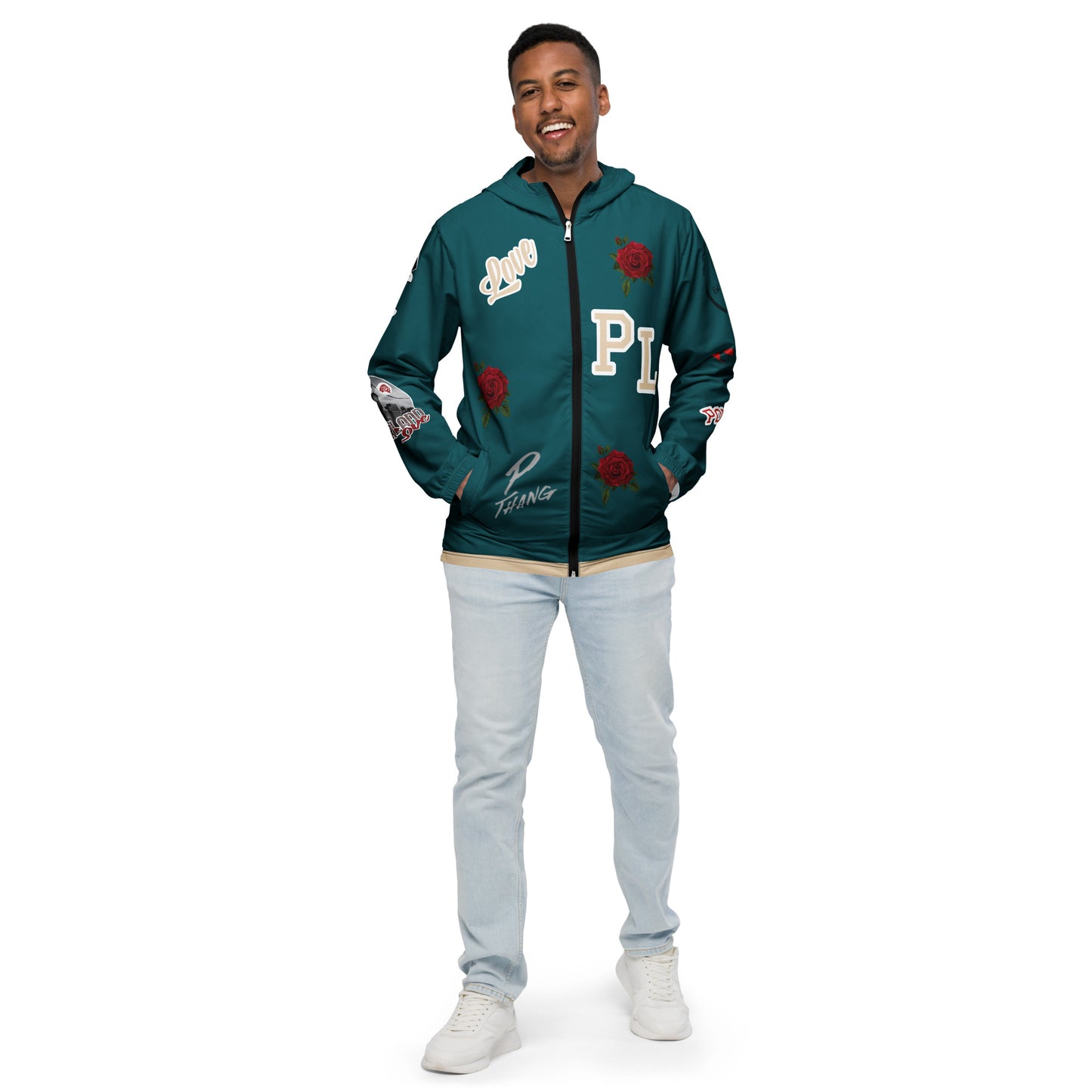 Portland Love Sherpa Blue Logo Men’s Windbreaker image 0