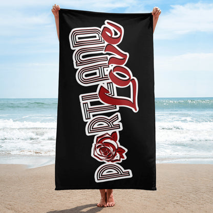 Original Portland Love Beach Towel (Black) image 1