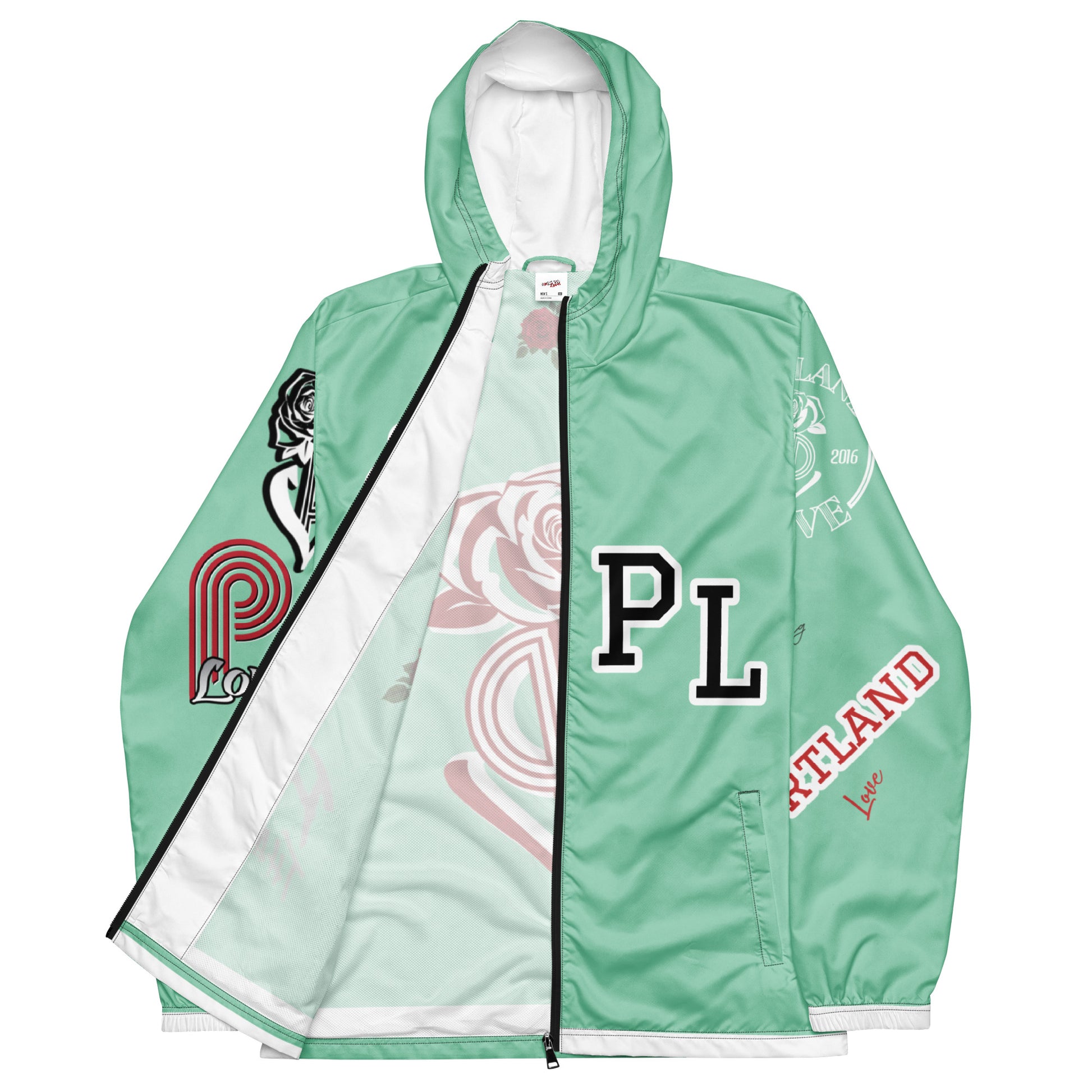 Portland Love Logos Vista Blue Men’s Windbreaker image 7