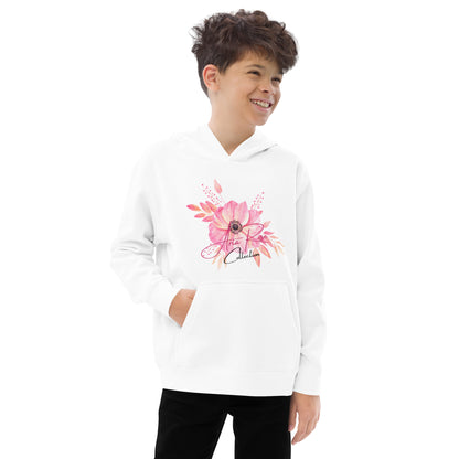 Aria Rose Pink Flower Kids Fleece Hoodie image 7