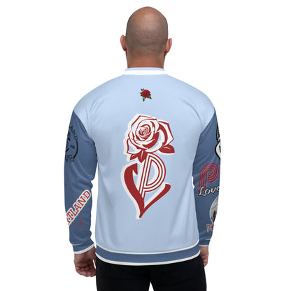 Hawkes Blue Portland Love Logo PL Rose Bomber Jacket image 1