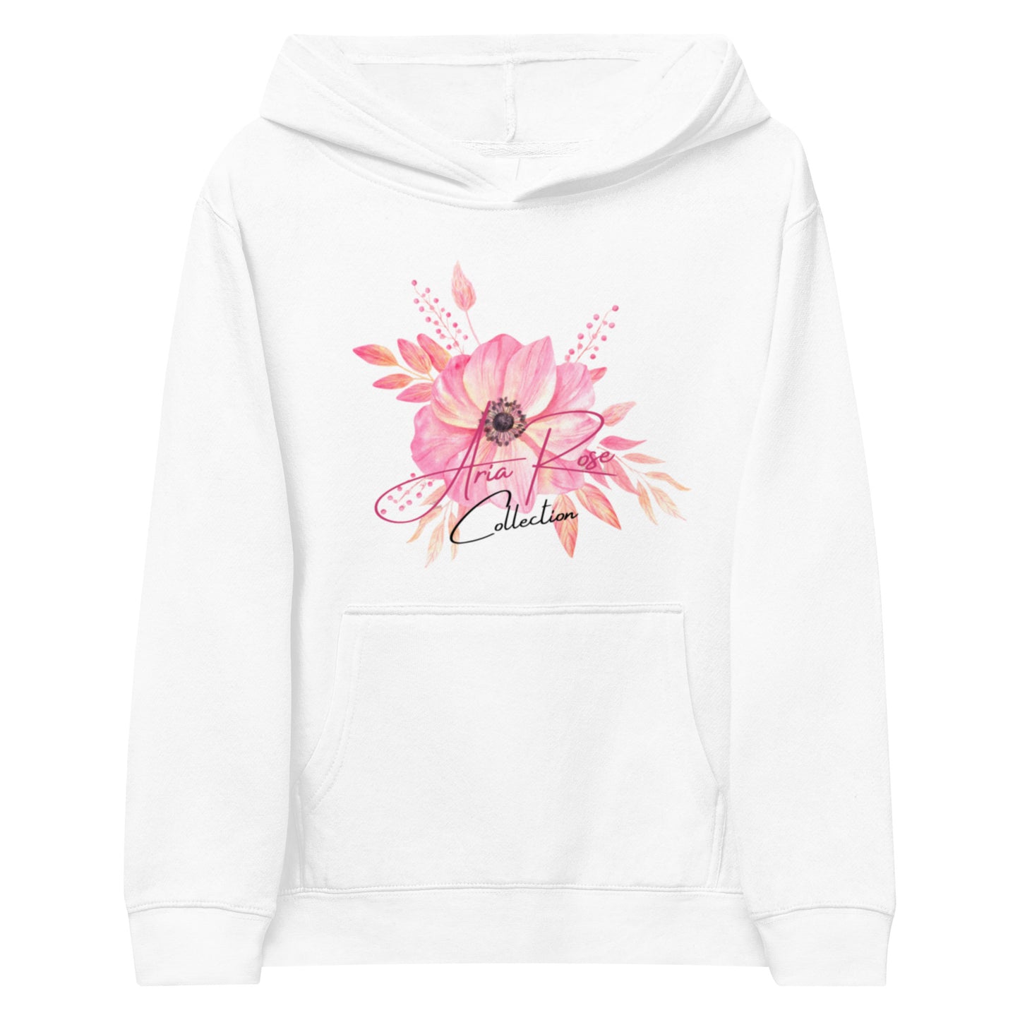 Aria Rose Pink Flower Kids Fleece Hoodie image 2