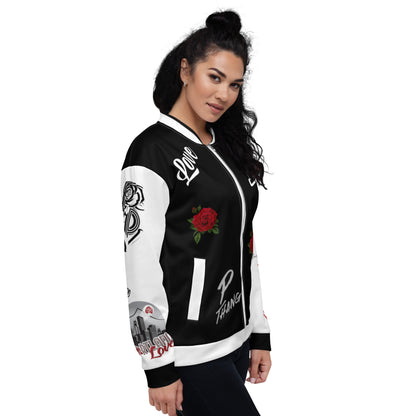 Portland Love Logo PL-Rose Bomber Jacket (Black) image 5