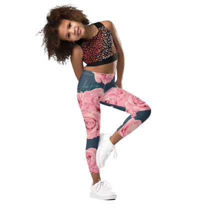 Aria Rose Flower Kid's Leggings image 6