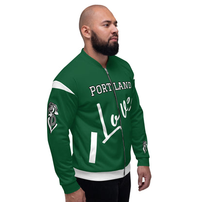 Block Style Forest Green Unisex Bomber Jacket image 4