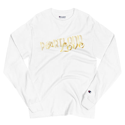 Portland Love Gold Print Men's Champion Long Sleeve Shirt image 2