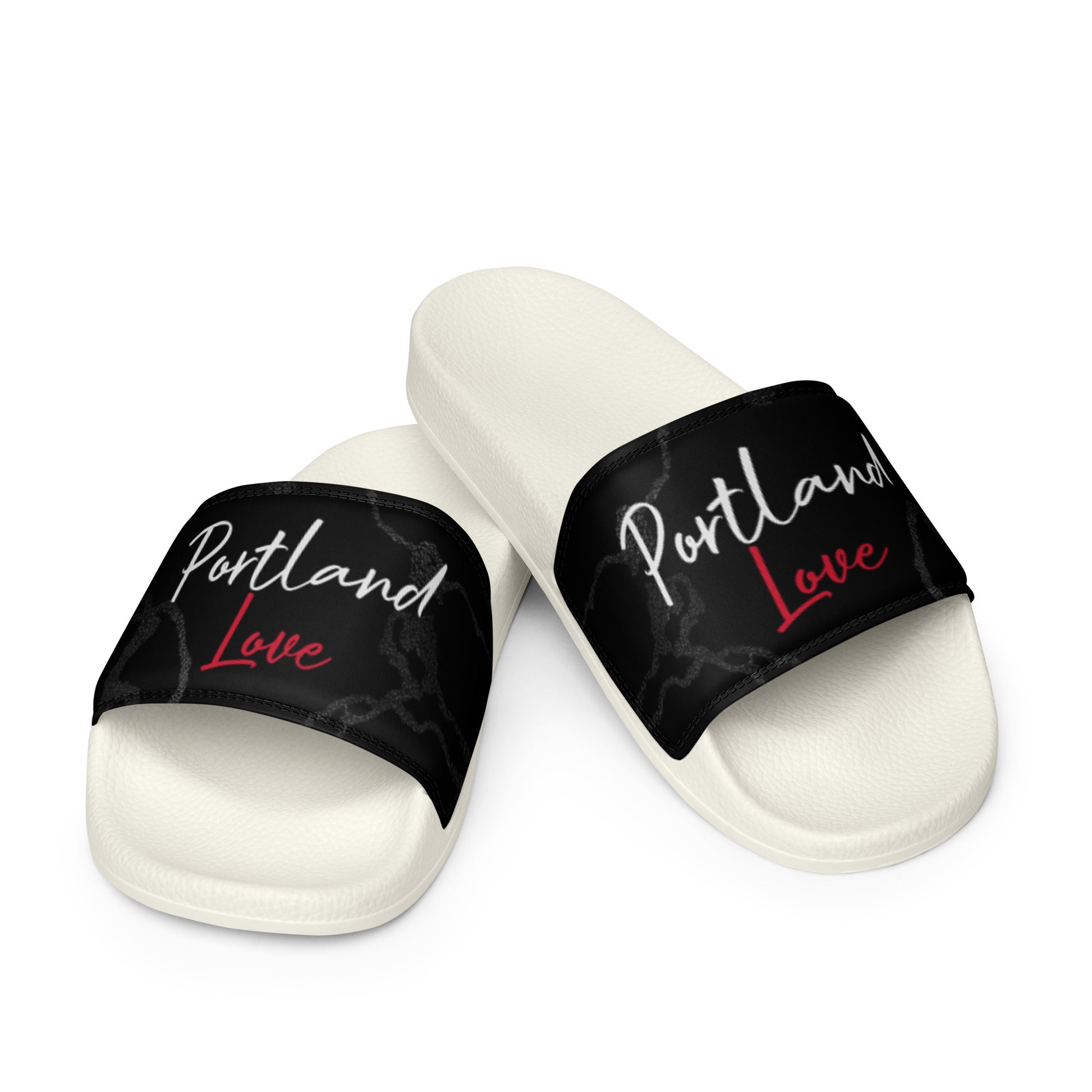 Portland Love Black Marble Women's Slides image 3