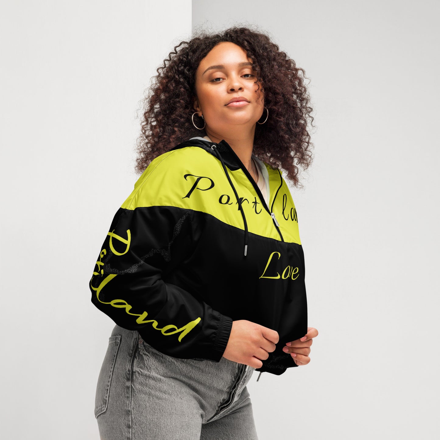 Portland Love Bumblebee Women’s Cropped Windbreaker image 2