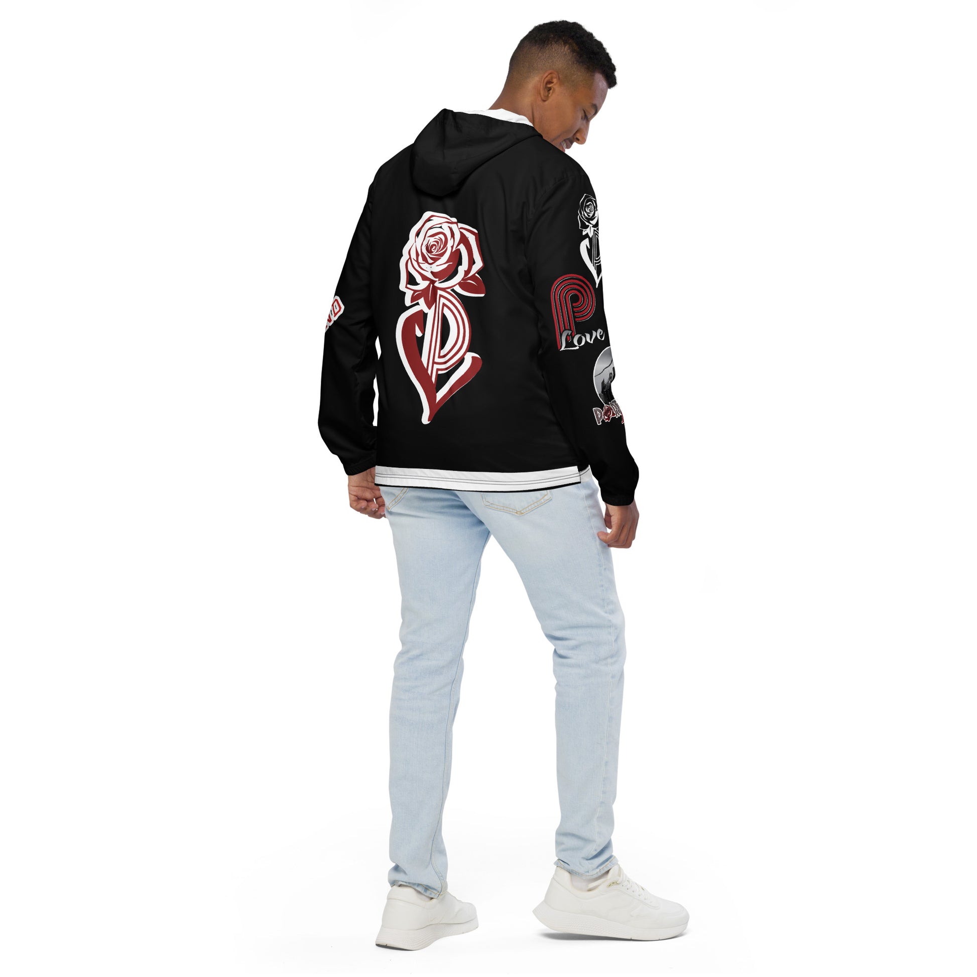 Portland Love Black Logo Men’s Windbreaker  image 9