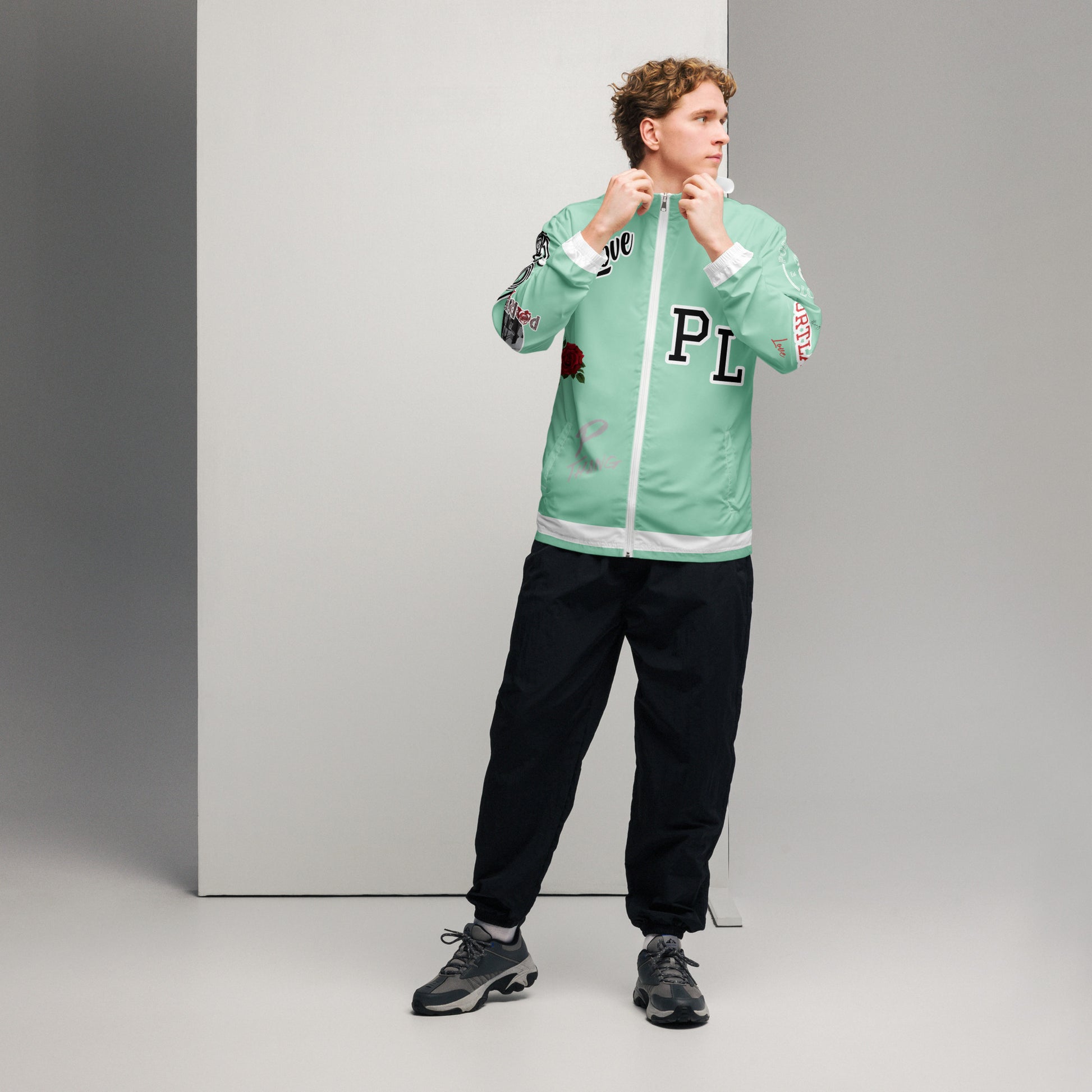 Portland Love Logos Vista Blue Men’s Windbreaker image 14