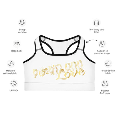 Portland Love Gold Print Sports Bra image 3