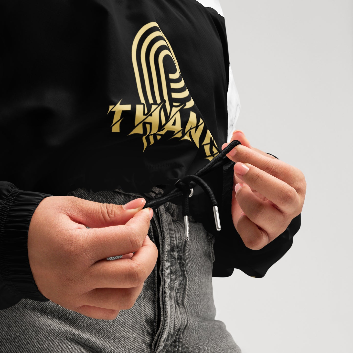P-Thang White Marble Women’s Cropped Windbreaker image 3