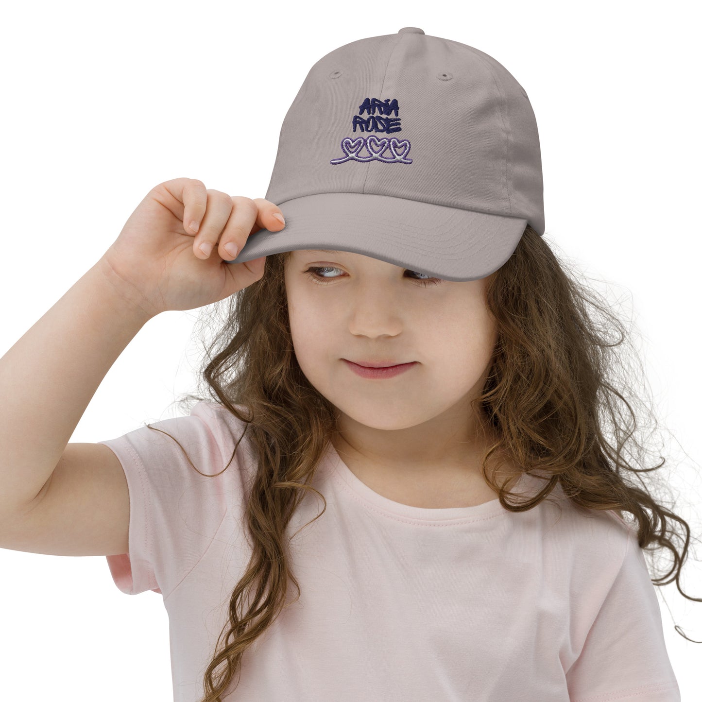 Aria Rose Purple Heart Youth Baseball Cap image 3