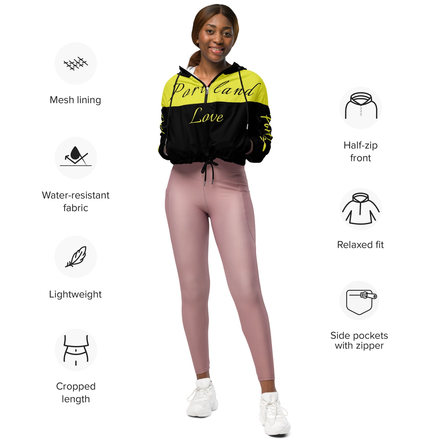 Portland Love Bumblebee Women’s Cropped Windbreaker image 9