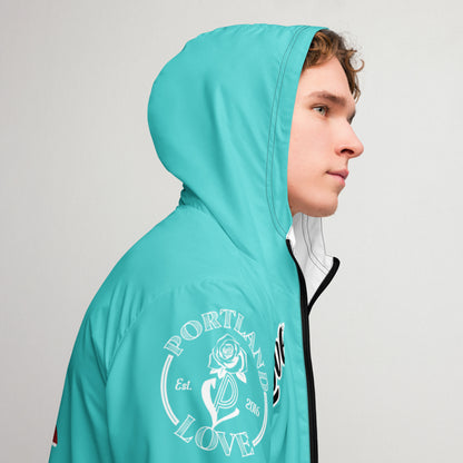 Portland Love Logos Dark Turquoise Men’s Windbreaker image 9