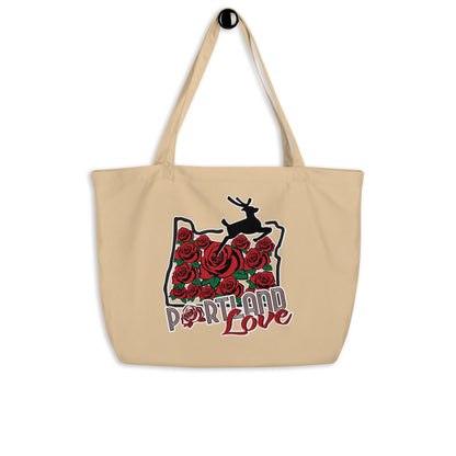 Portland Love Roses Large Organic Tote Bag image 0