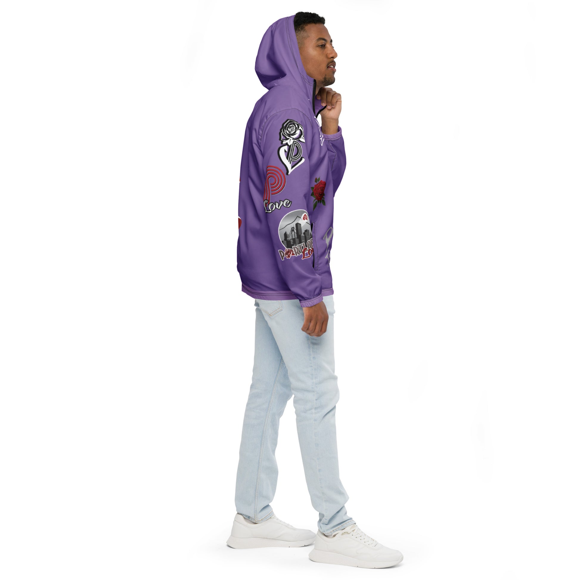 Portland Love Logos Purple Men’s Windbreaker image 7