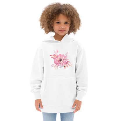 Aria Rose Pink Flower Kids Fleece Hoodie image 3