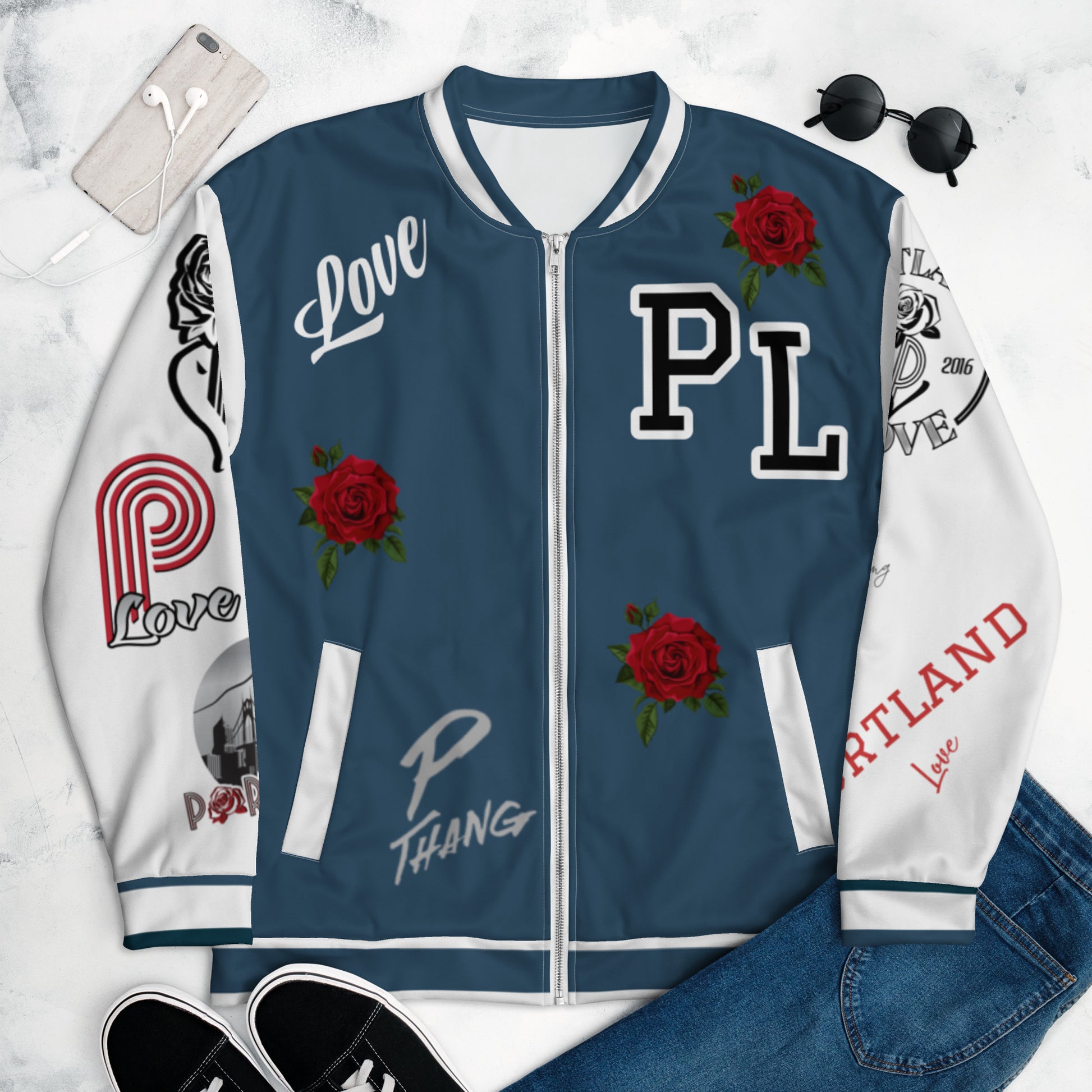 Arapawa Blue Portland Love Logo Port-Man Bomber Jacket image 2