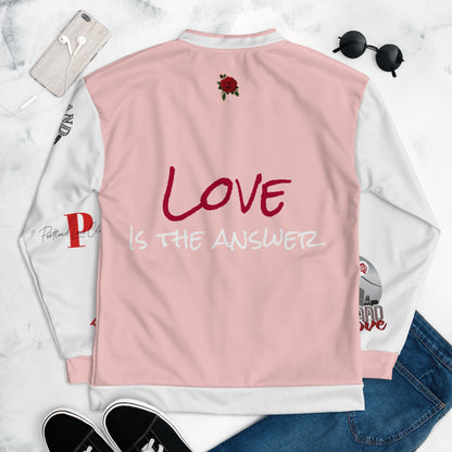 Portland Love Logo Love Is The Answer Bomber Jacket (Pink) image 8