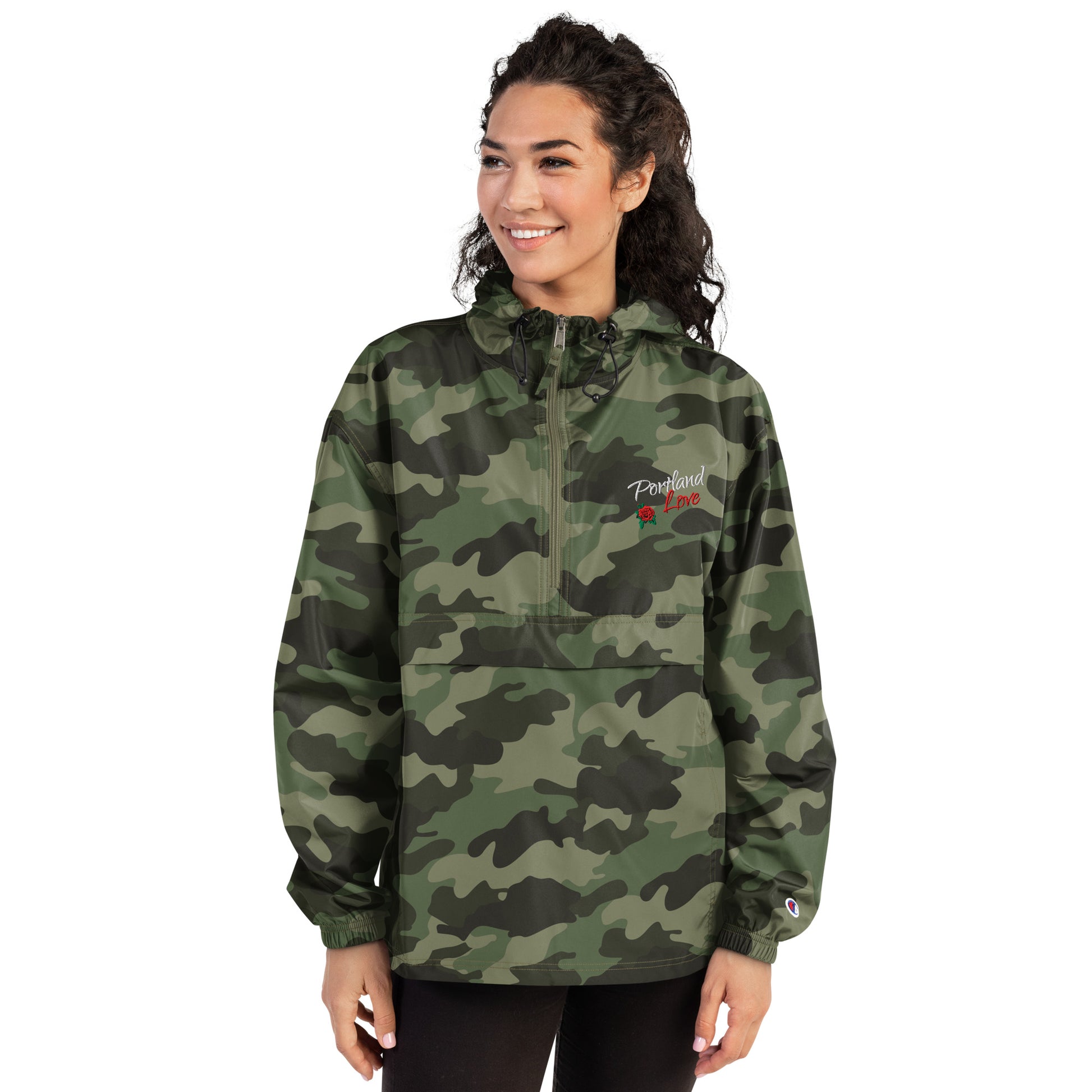 Portland Love Rose Embroidered Champion Packable Jacket image 21