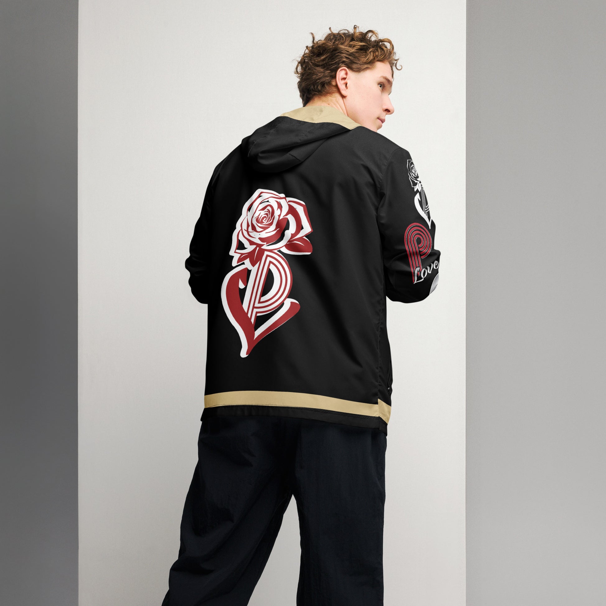 Black and Gold Logo Men’s Windbreaker image 2
