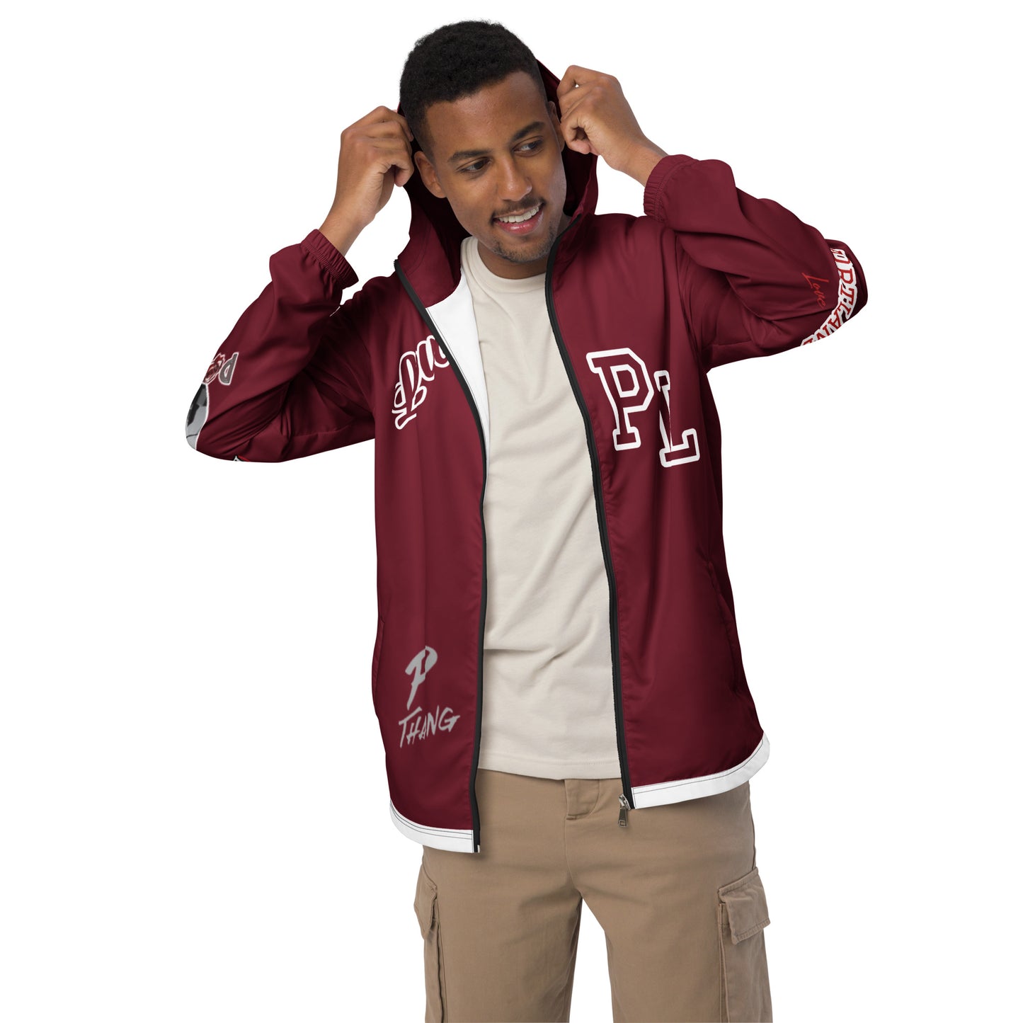 Portland Love Burgundy Logo Men’s Windbreaker image 9
