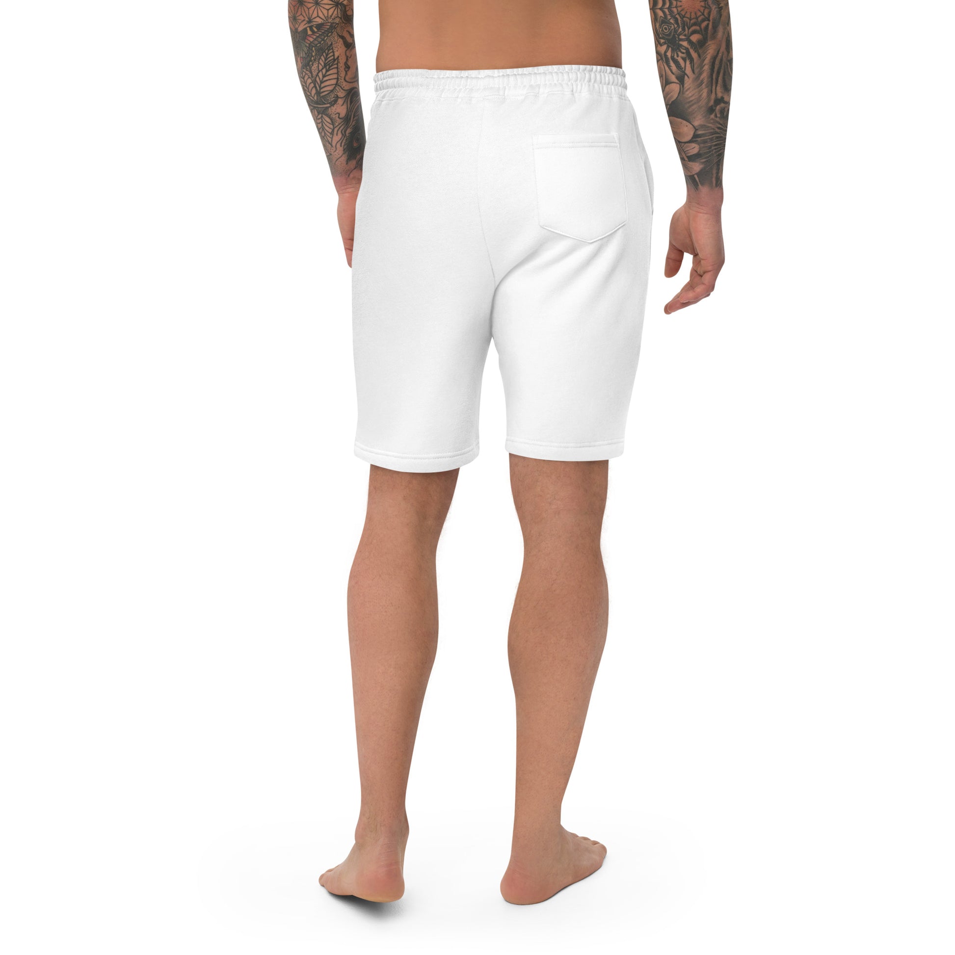 Block Style Grey Embroidered Men's Fleece Shorts image 11