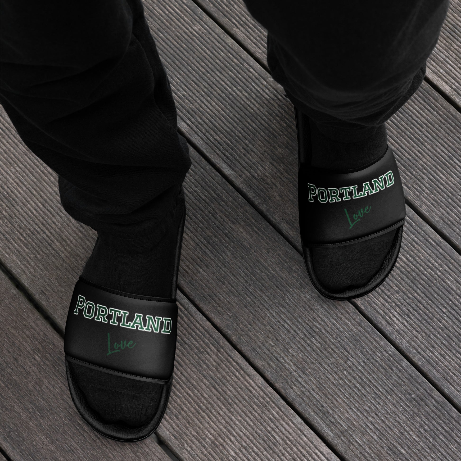 Block Style Forest Green Men’s Slides Inverted image 1