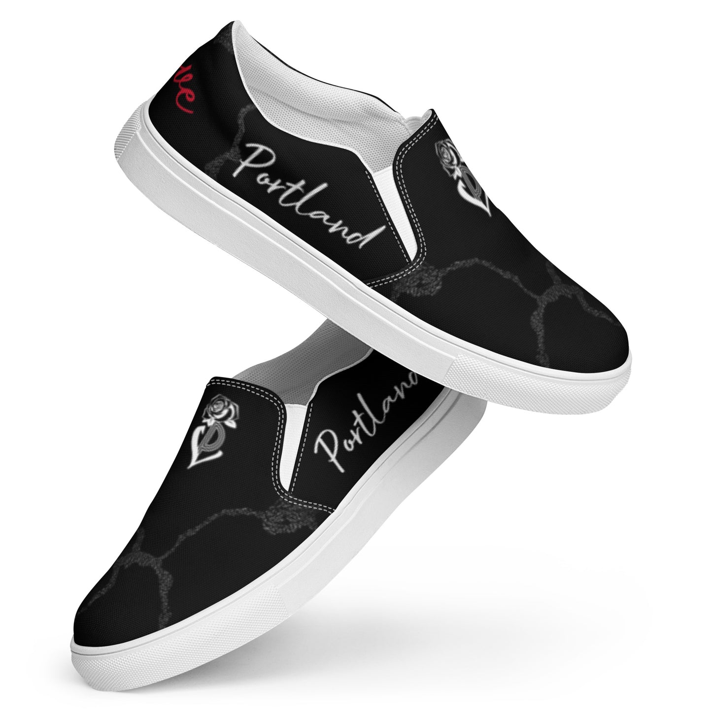 Portland Love Black Marble Women’s Slip-on Canvas shoes image 3