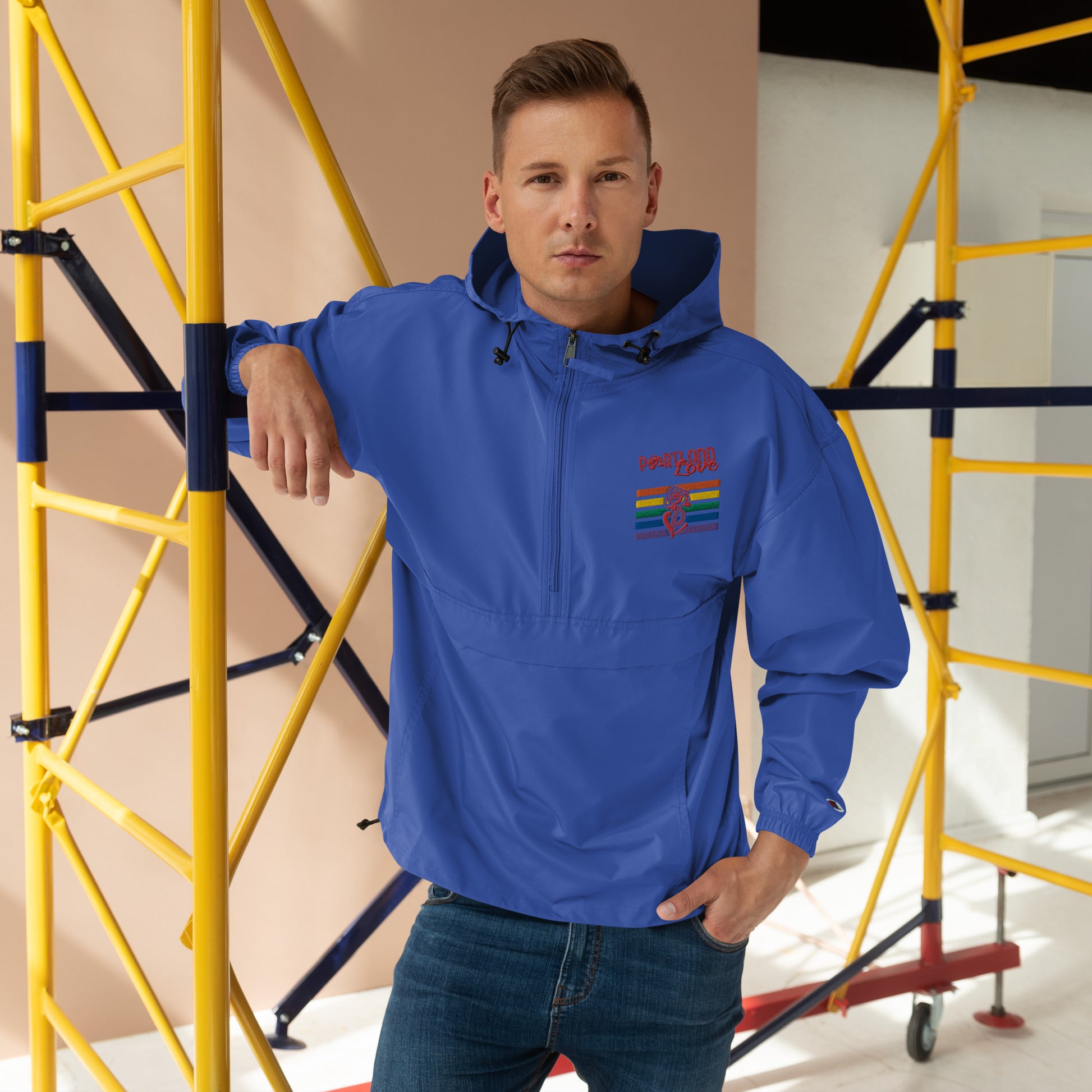 Rainbow Embroidered Champion Packable Jacket image 3