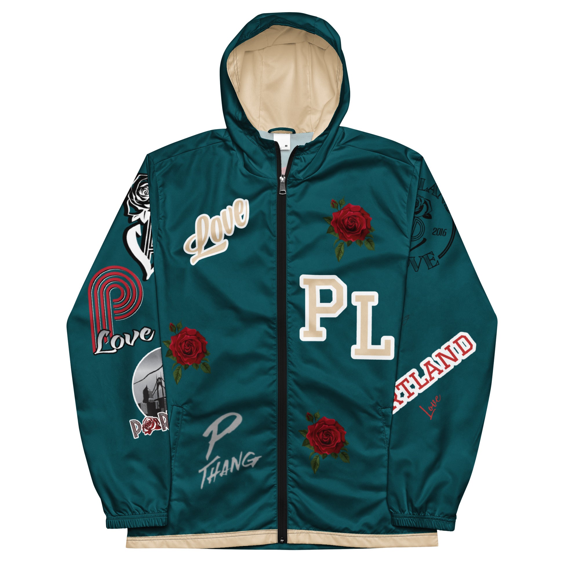 Portland Love Sherpa Blue Logo Men’s Windbreaker image 5