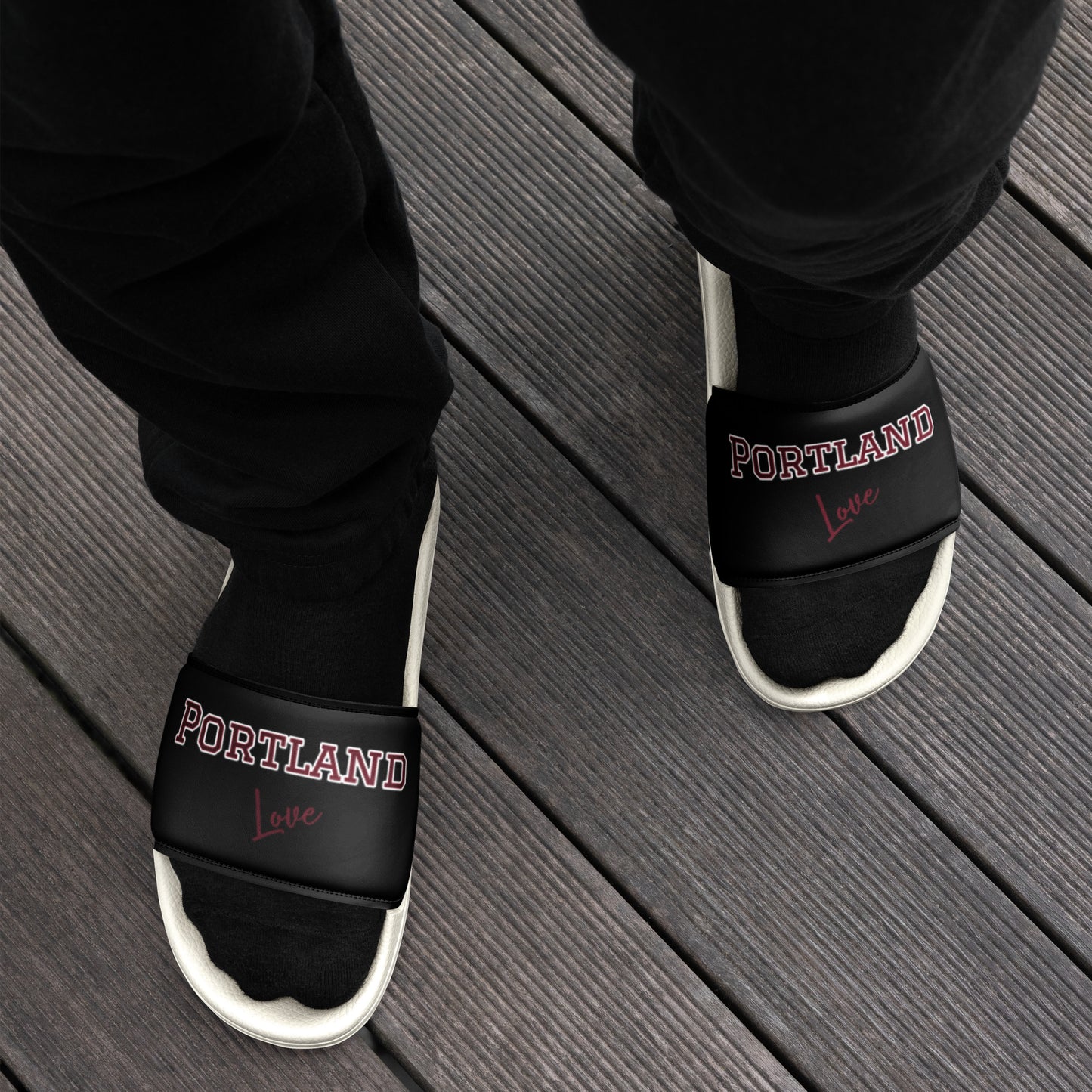 Block Style Burgundy Men’s Slides Inverted image 3