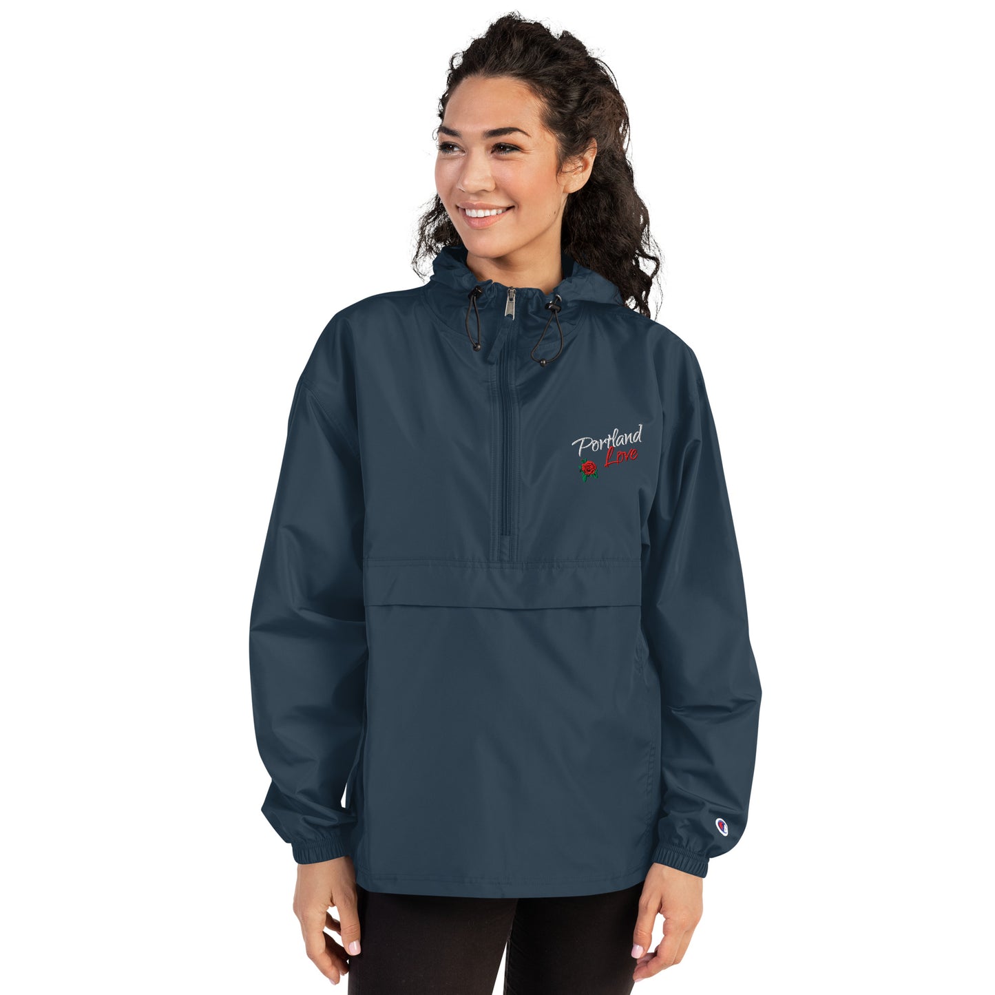 Portland Love Rose Embroidered Champion Packable Jacket image 15