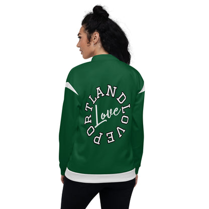 Block Style Forest Green Unisex Bomber Jacket image 5