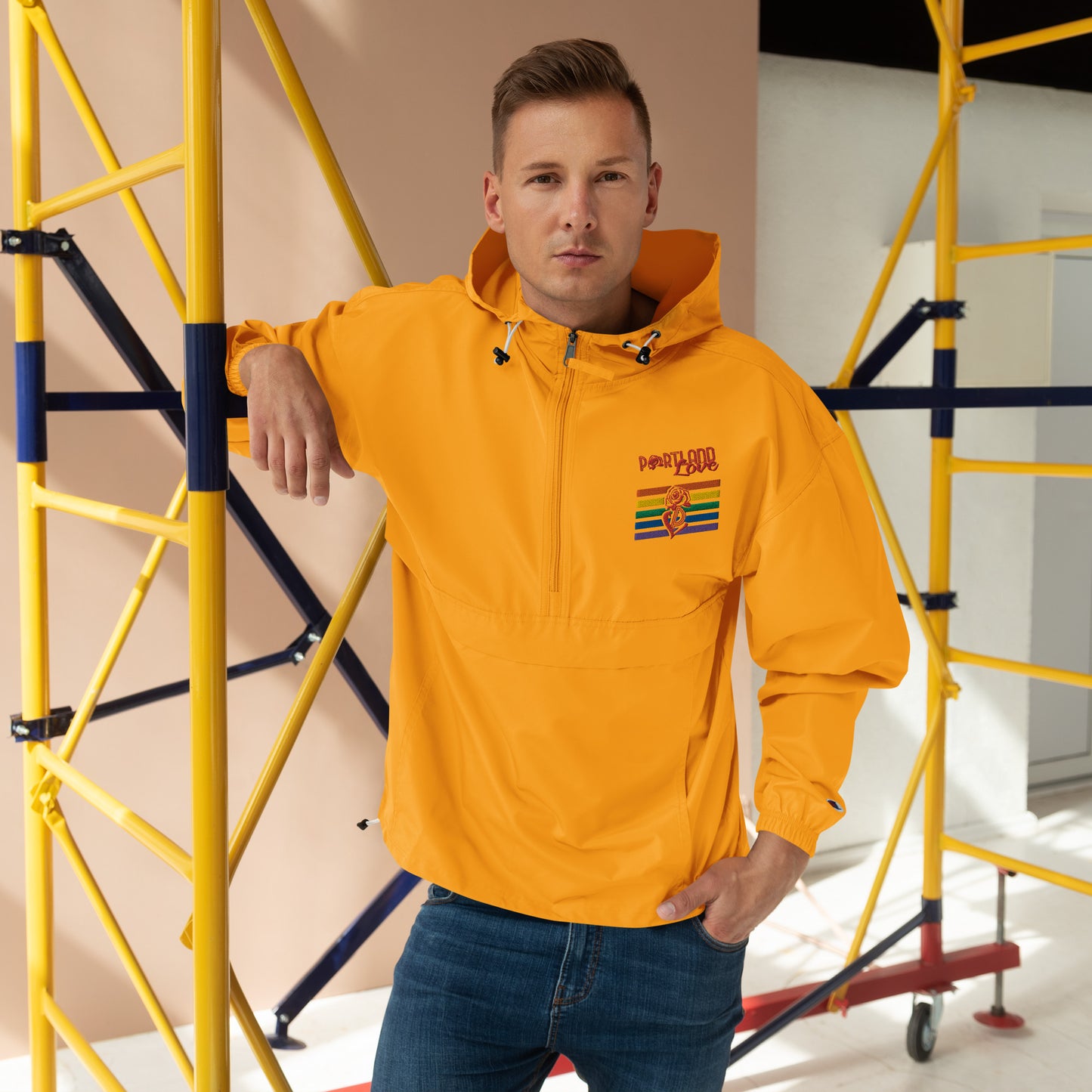Rainbow Embroidered Champion Packable Jacket image 6