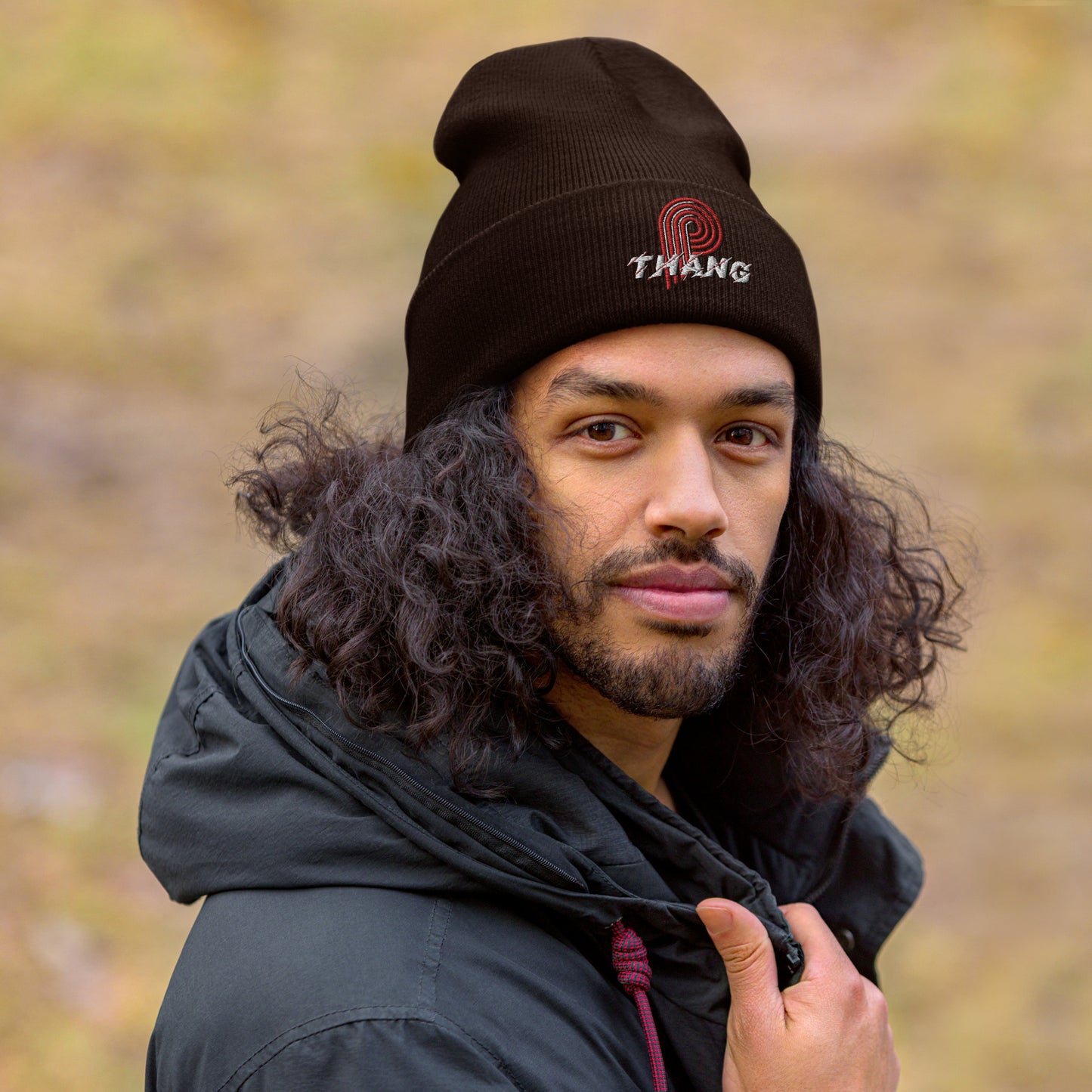 P-Thang (Red/White) Cuffed Beanie image 1