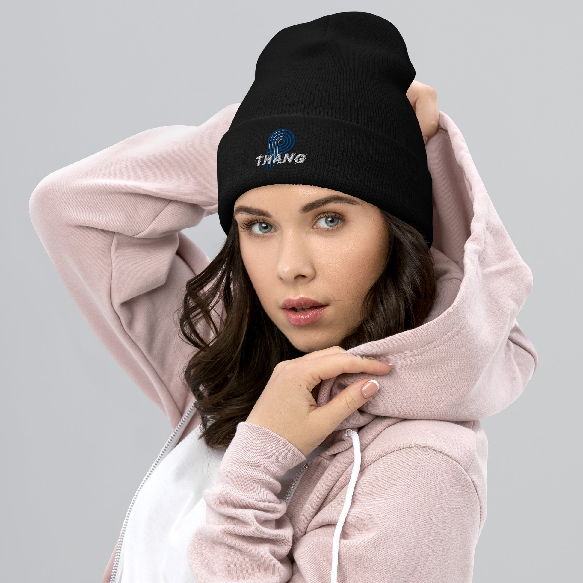 P-Thang (Royal/White) Cuffed Beanie image 0