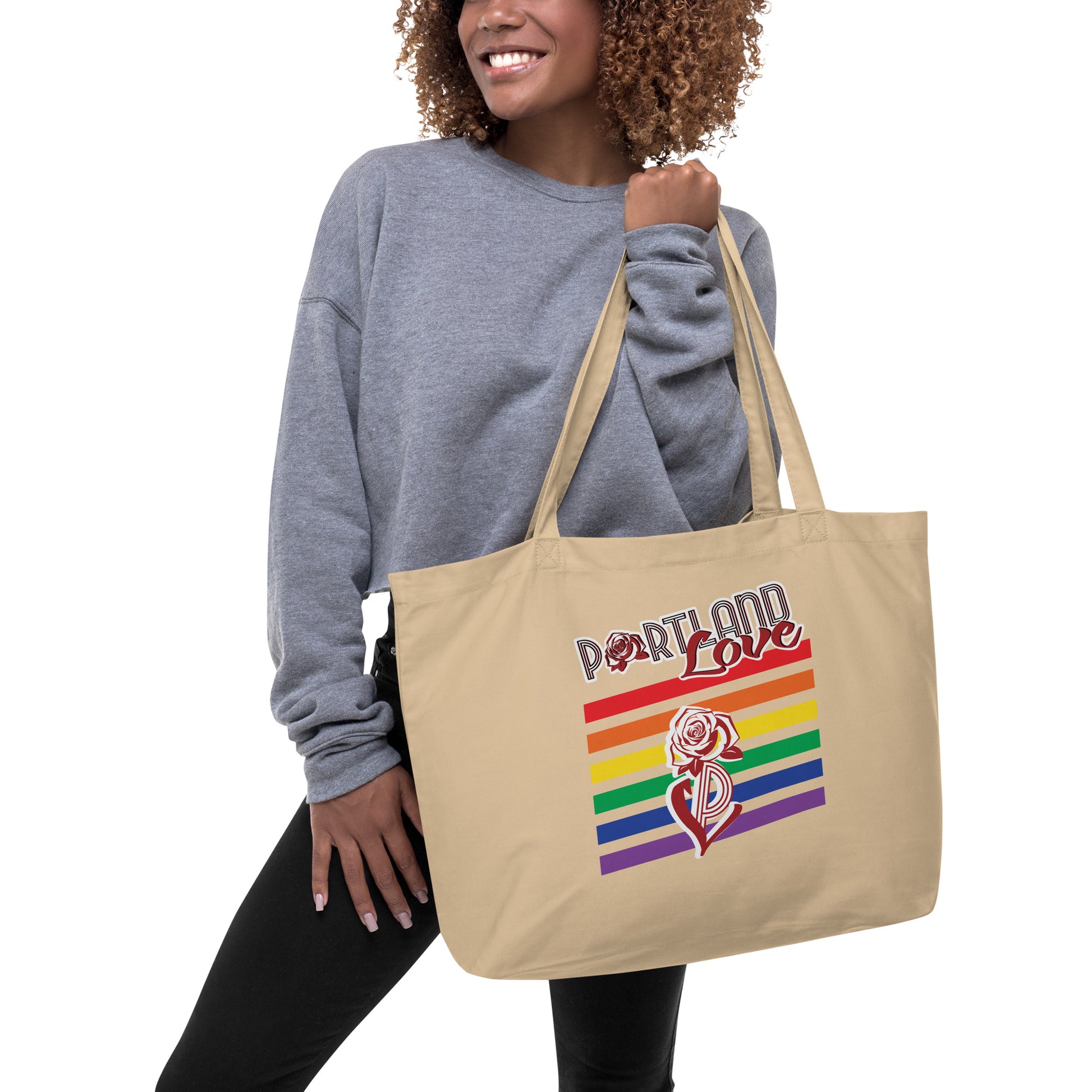 Portland Love Rainbow Large Organic Tote Bag image 4