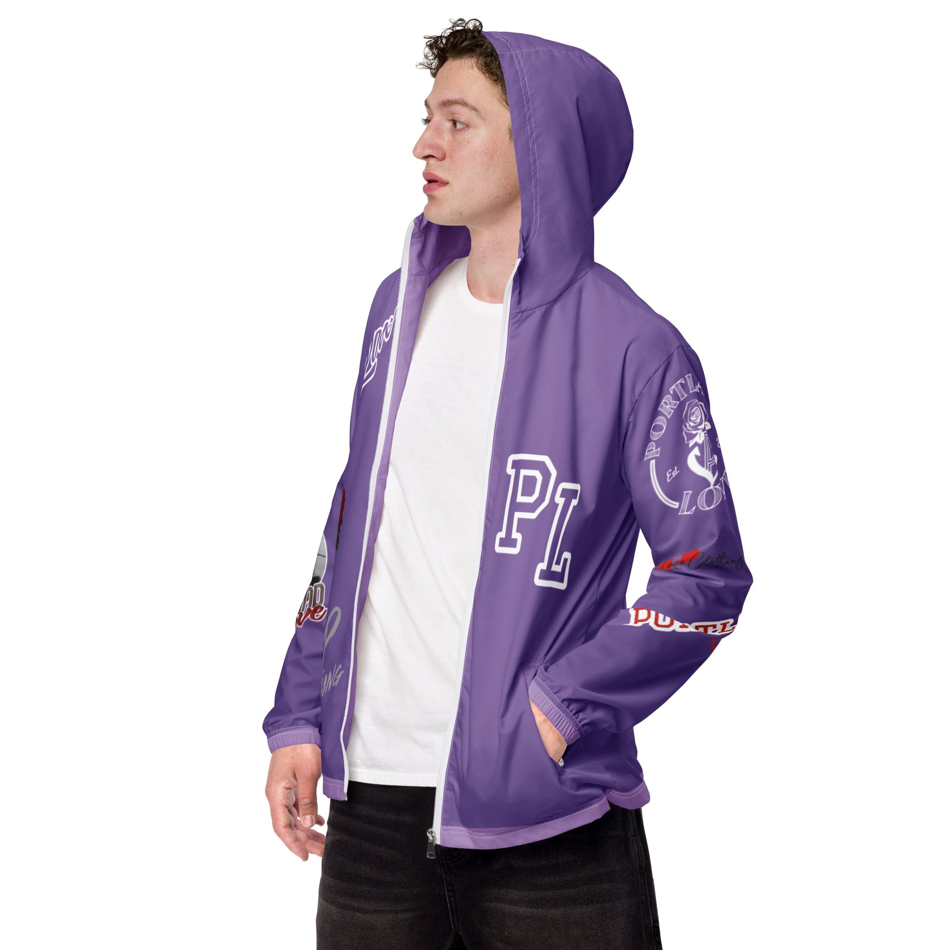 Portland Love Logos Purple Men’s Windbreaker image 4