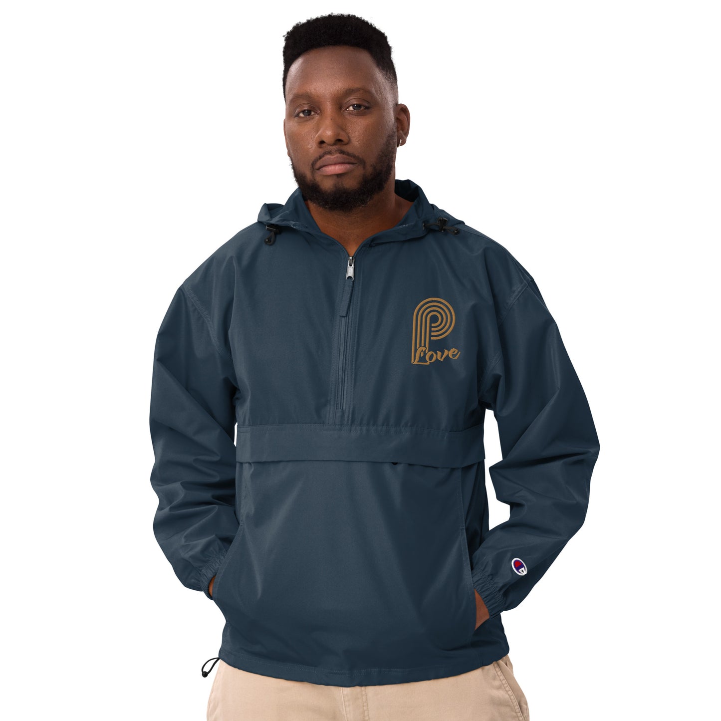 P-Love (Gold) Embroidered Champion Packable Jacket image 2